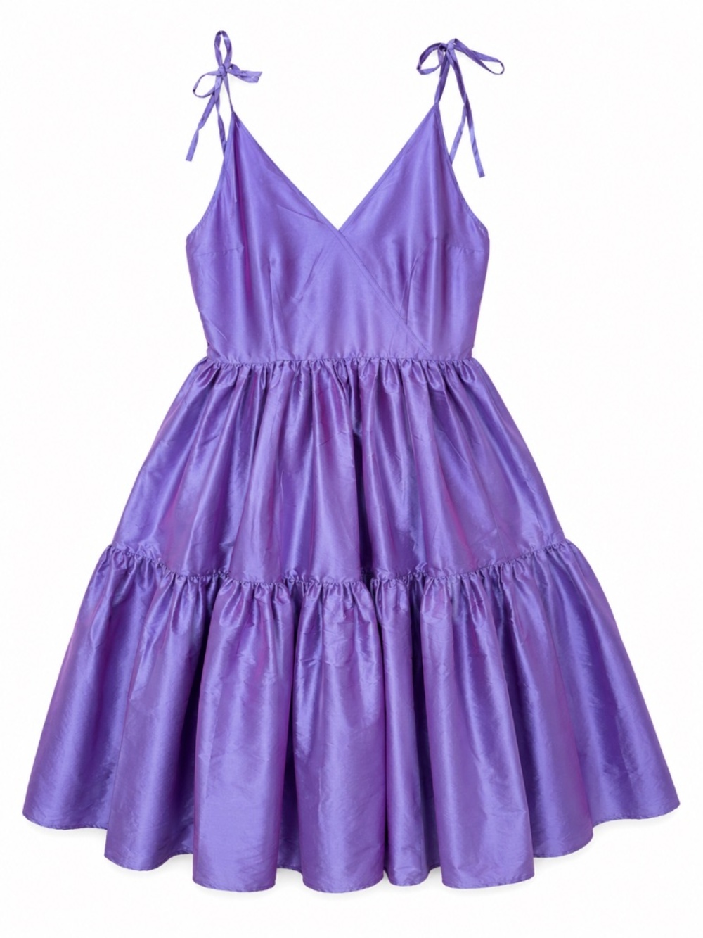 Anthropologie Bloni Tiered Shine Dress Purple Taffeta Party Dress Size XL - Picture 3 of 15